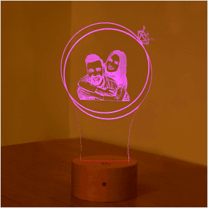 Photo Engraved on 3D Lamp