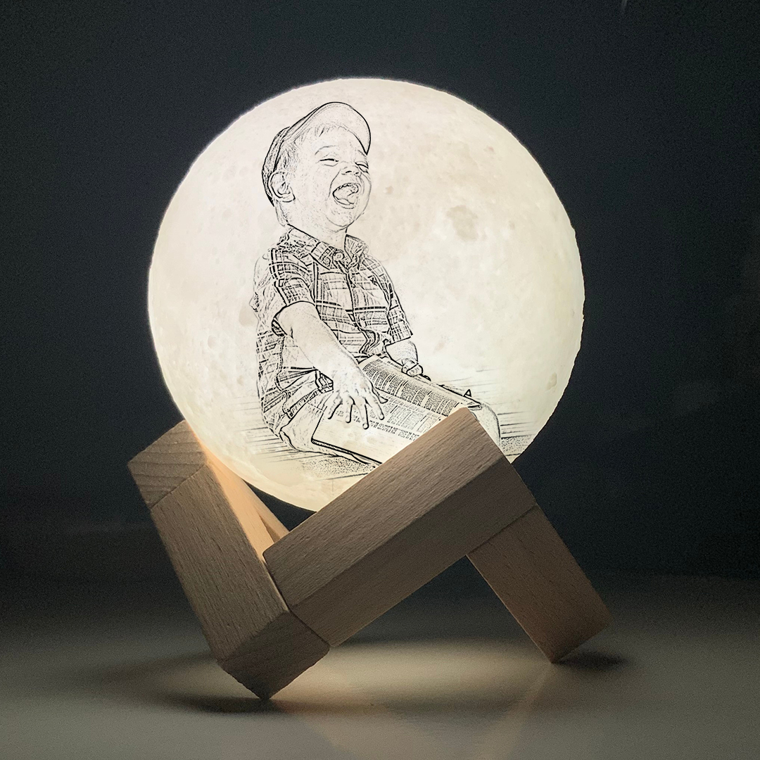 Customized Gift For Mom, 3D Photo Moon Lamp