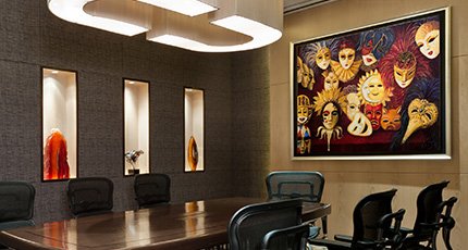 Business meeting room with carpet and bright lit - meeting room wall art