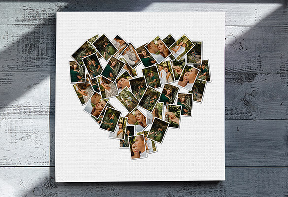Photo Collage Canvas Heart Shape Prints