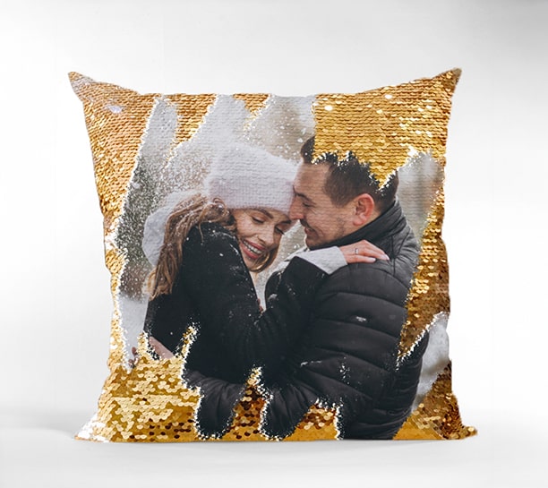 Custom Image Heart Sequin Pillow w/ Insert